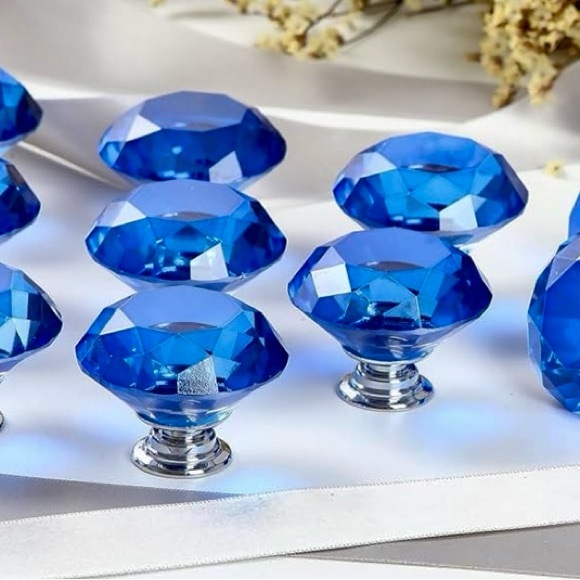 Accessories - Knobs - 10 Blue Crystal Glass Cabinet Drawer Closet Door Makeup Vanity Knobs